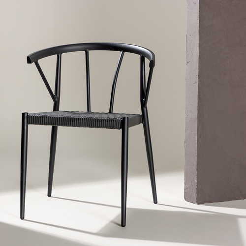 Nest outdoor Julian aluminium tuinstoel zwart - met rattan zitting - set van 2 - vtwonen shop