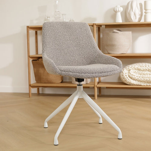 Nolon Nola-Isa Draaibare Eetkamerstoelen Bouclé Taupe - Wit - 2x - vtwonen shop