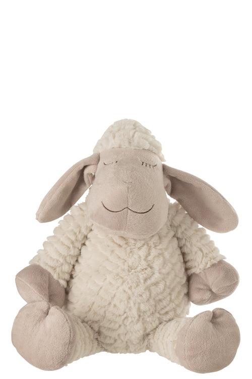 J-Line knuffel Schaap - textiel - wit/beige - large