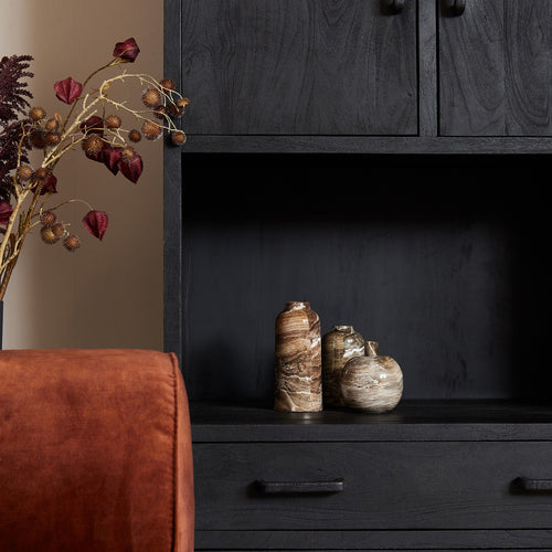 StarFurn Boekenkast Omaha - Zwart Mangohout - 90x45x200cm - vtwonen shop