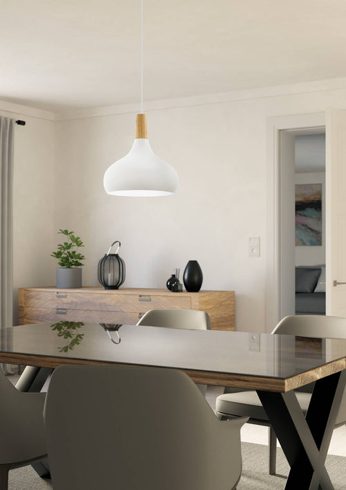 EGLO  hanglamp Sabinar - e27 - ø 28 cm - wit/bruin - vtwonen shop