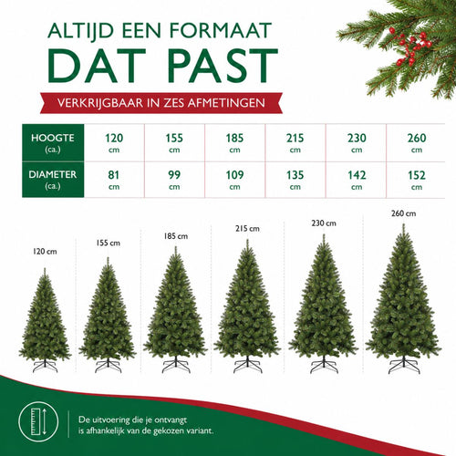 Triumph Tree Tuscan Kunstkerstboom - Kerstversiering voor Binnen met Natuurlijke Vorm - Kunstboom met Kleurgecodeerde Insteekconstructie - H155 x Ø99