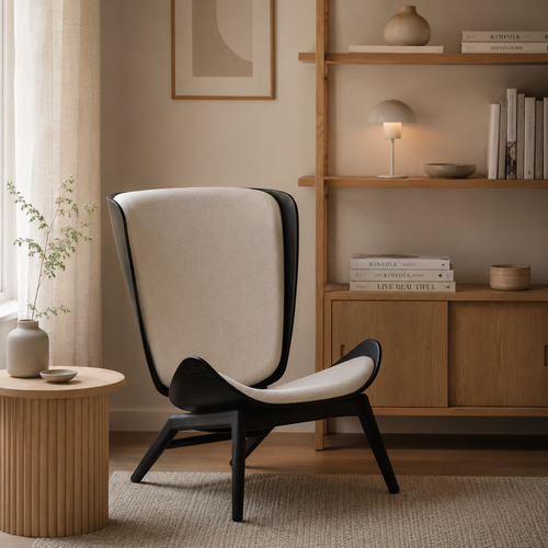 Umage The Reader zwart houten fauteuil white sands