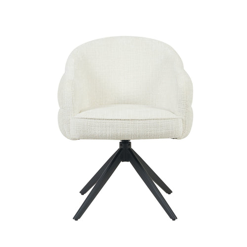 Starfurn Eetkamerstoel Bella - Off White/Zwart - Draaibaar - Set van 2