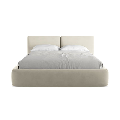 LaMiaSofa Bed met opbergruimte Milano - velours - parel - 180x228x82