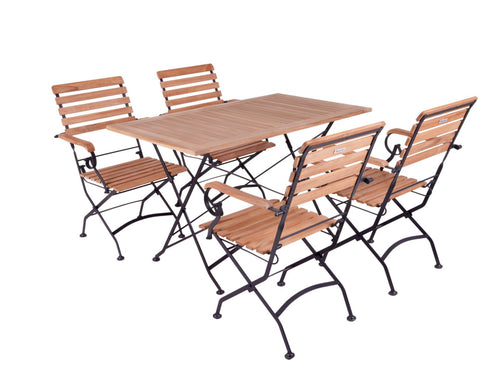 MaximaVida inklapbare acacia tuinset Toscana 120 cm zwart - stoelen met armleuning