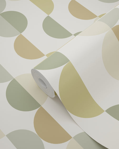 ESTAhome behang grafisch motief groen en beige - 50 x 900 cm - 131992