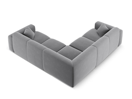 Cosmopolitan Design Hoekbank Nolio 5-zits, flueel lichtgrijs - 252x252x72cm