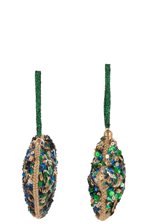 J-Line kersthanger Hart + Ster Pailletten - kunststof - groenblauw - 2 stuks - vtwonen shop