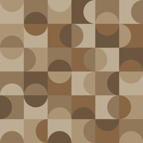 ESTAhome behang cirkels in Bauhaus stijl beige en bruin - 50 x 900 cm - 131239 - vtwonen shop