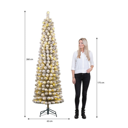 Black Box Trees Charlton Smalle Kunstkerstboom met Warm Witte LED Verlichting - H260 x Ø63 cm - Groen Frosted