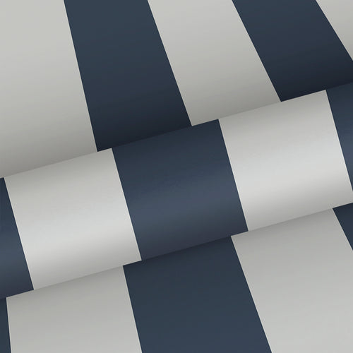Sanders & Sanders behang strepen donkerblauw en grijs - 53 cm x 10.05 m - 640685