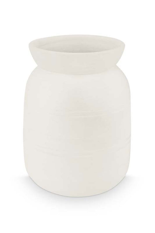 vtwonen Vaas - Terracotta - Wit - 27x35cm
