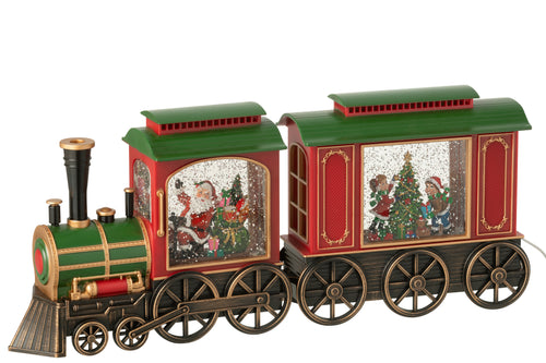 J-Line decoratie Trein + Muziek Kerstman - kunststof - mix - LED
