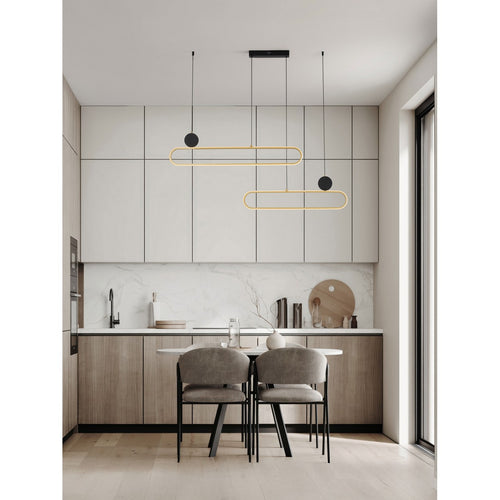 Nova Luce LIAISE Geïntegreerde LED-hanglamp voor plafond, zandzwart, goudkleurig, Triac dimbaar, LED 49W 2060lm 3200K