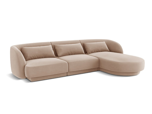 Cosmopolitan Design rechter hoekbank Tulum 4-zits, flueel, beige - 156x255x70cm