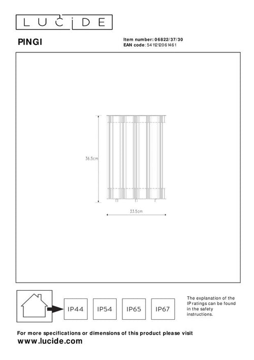 Lucide vloerlamp PINGI - Geïntegreerde LED - Zwart