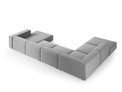 Cosmopolitan Design Panoramische hoekbank links Arendal 7-zits, flueel, lichtgrijs - 262x364x70cm