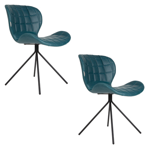 Zuiver OMG LL Stoel Blauw - Set van 2 - vtwonen shop