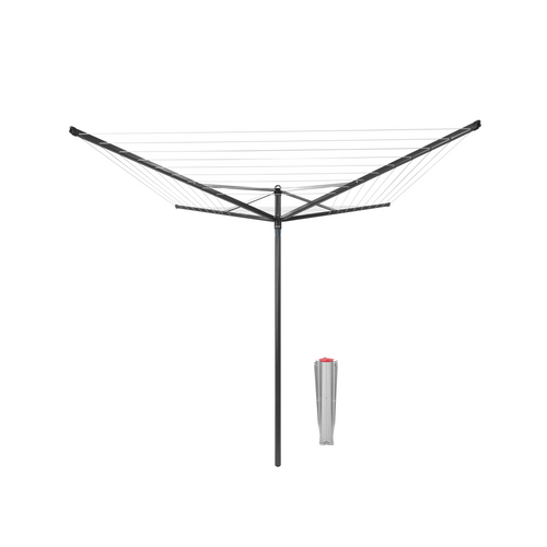 Brabantia Droogmolen Topspinner, 50 meter met metalen grondanker, doorsnede 45 mm - Anthracite