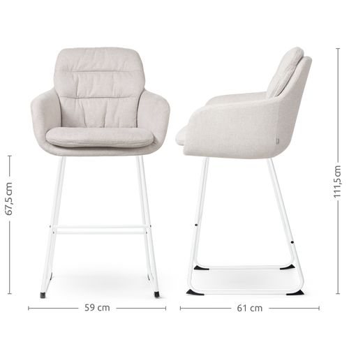 Nolon Nino-Mia Barkrukken Set van 2 - Beige - Wit - 65 cm