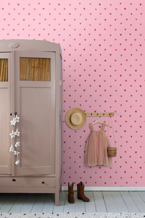 ESTAhome behang hartjes roze en rood - 50 x 900 cm - 131628 - vtwonen shop