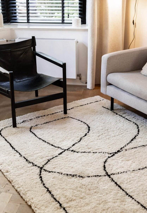 Interieur05 Hoogpolig Vloerkeed Lines wit - 160 x 230 cm