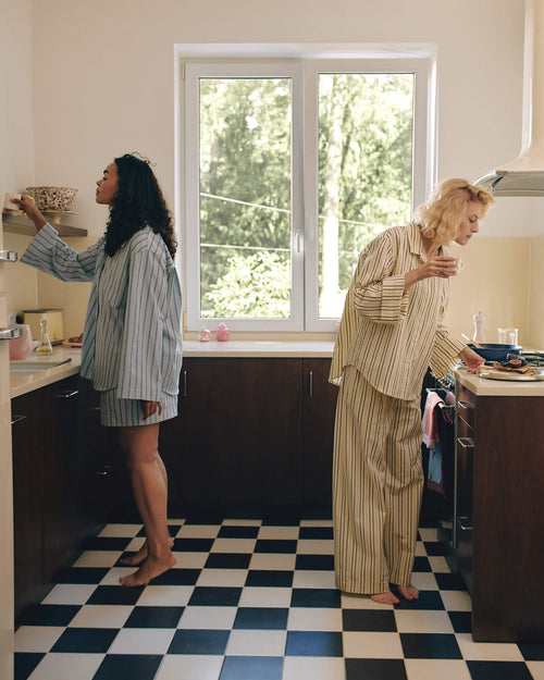 noo.ma Tala pyjamashorts - 100% biologisch katoen, gestreept, Yellow