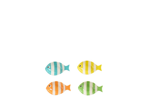 J-Line schaal Vis Gestreept - porselein - mix - small - set van 4