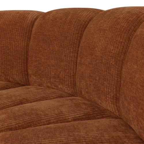 WOOOD eetbank halfronde hoek rugleuning Mojo - Rib - Roestbruin - 83x152x74