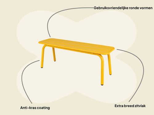 MaximaVida metalen tuinbank Max 120 cm okergeel - zonder rugleuning