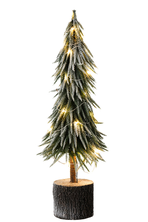 J-Line decoratie kerstboom Sneeuw - kunststof - groen - large - LED lichtjes