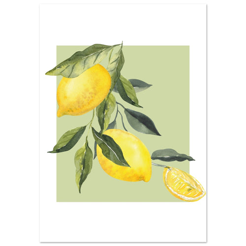 Artfulprints Poster met Lijst Fruits - Lemon tree symphony   - 50x70 cm - Groen