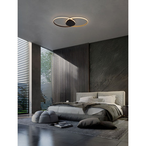 Nova Luce AVEO Geïntegreerde LED-plafondlamp, halfverzonken, zandzwart, goudkleurig, Triac dimbaar, 43W, 1720lm, 3200K