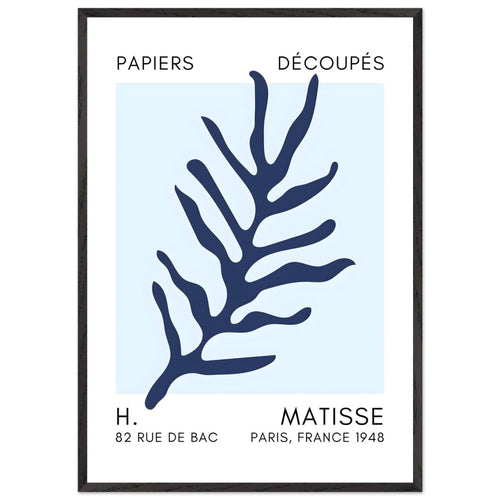 Artfulprints Poster met Lijst Matisse – Ocean flora navy blue I   - 70x100 cm - Blauw