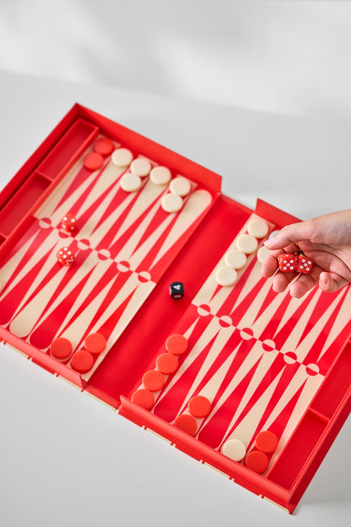 Printworks Spel Classic - Art of Backgammon - Rood/Crème