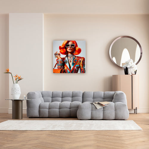 Kare Design Wandfoto vrouw juwelen 100x100cm