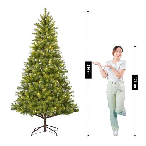 Black Box Trees Nagoya Kerstboom met Verlichting - Kunstkerstboom met Scharnierconstructie en 2230 Takken - Kunstboom Rond en Vol met 280 LED Lampjes