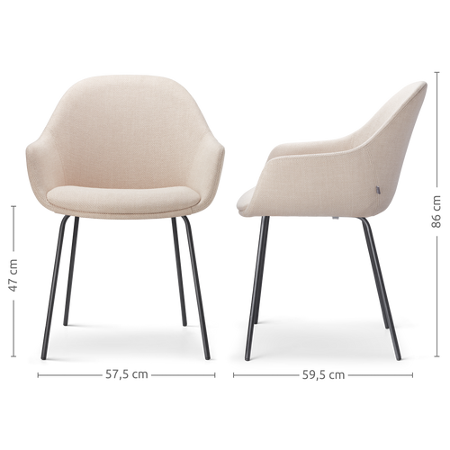 Nolon Nora-Mae Eetkamerstoelen Set van 2 - Beige - Zwarte Poten - vtwonen shop