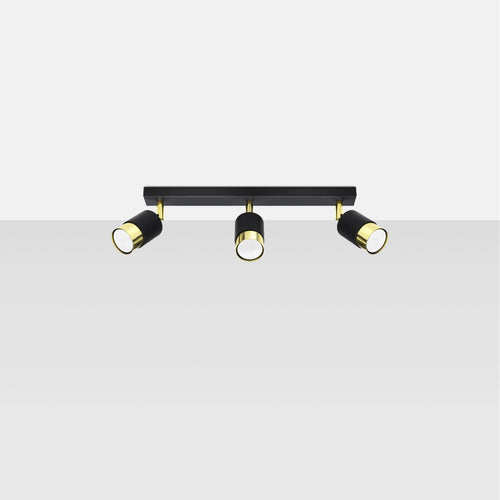 Sollux Lighting Plafondlamp NERO 3 zwart/goud - 45x5x18cm