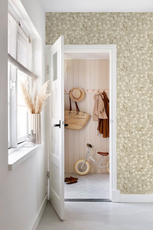 ESTAhome behang bloemmotief beige - 50 x 900 cm - 139591