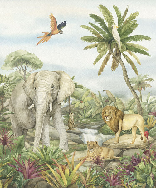 Sanders & Sanders fotobehang jungle dieren groen - 225 x 270 cm - 601205