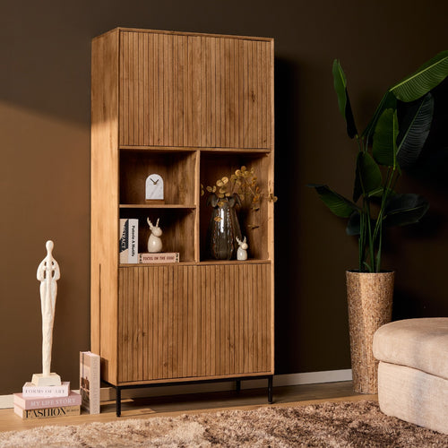 StarFurn Vakkenkast Madison - Naturel Hout - 90x45x200cm