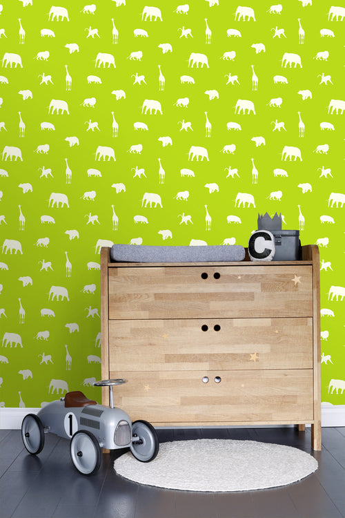ESTAhome behang dieren limegroen - 53 cm x 10.05 m - 137336