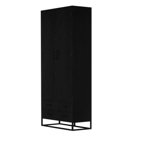 Giga Meubel Wandkast Isa - Zwart Hout - 90x40x200cm