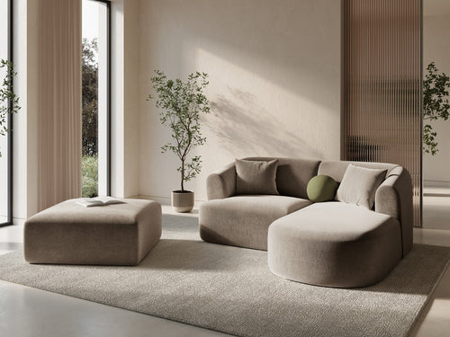 Cosmopolitan Design Poef Campi flueel donkerbeige - 90x90x40cm