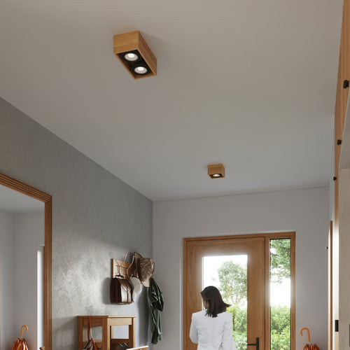 Sollux Lighting Plafondlamp QUATRO 2 naturel hout - 27x14x10cm
