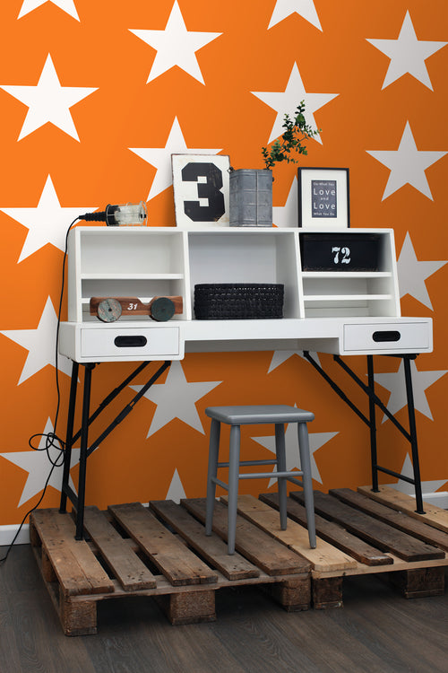 ESTAhome behang sterren oranje en wit - 53 cm x 10.05 m - 115873