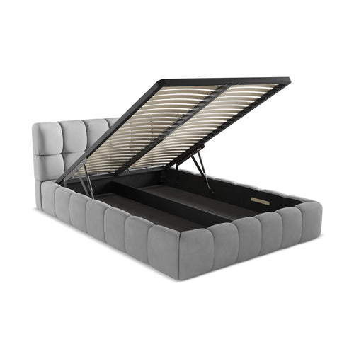 LaMiaSofa Bed met opbergruimte Roma - chenille stof - lichtgrijs - 160x228x82