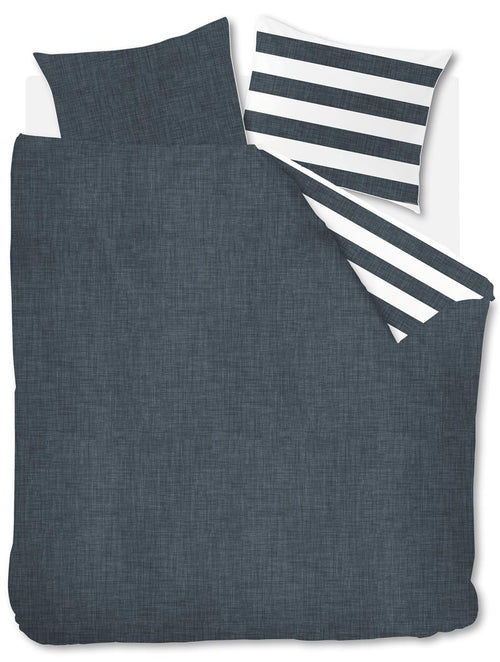 Riviera Maison dekbedovertrek Lindy Lines - 240x200/220 cm - marineblauw